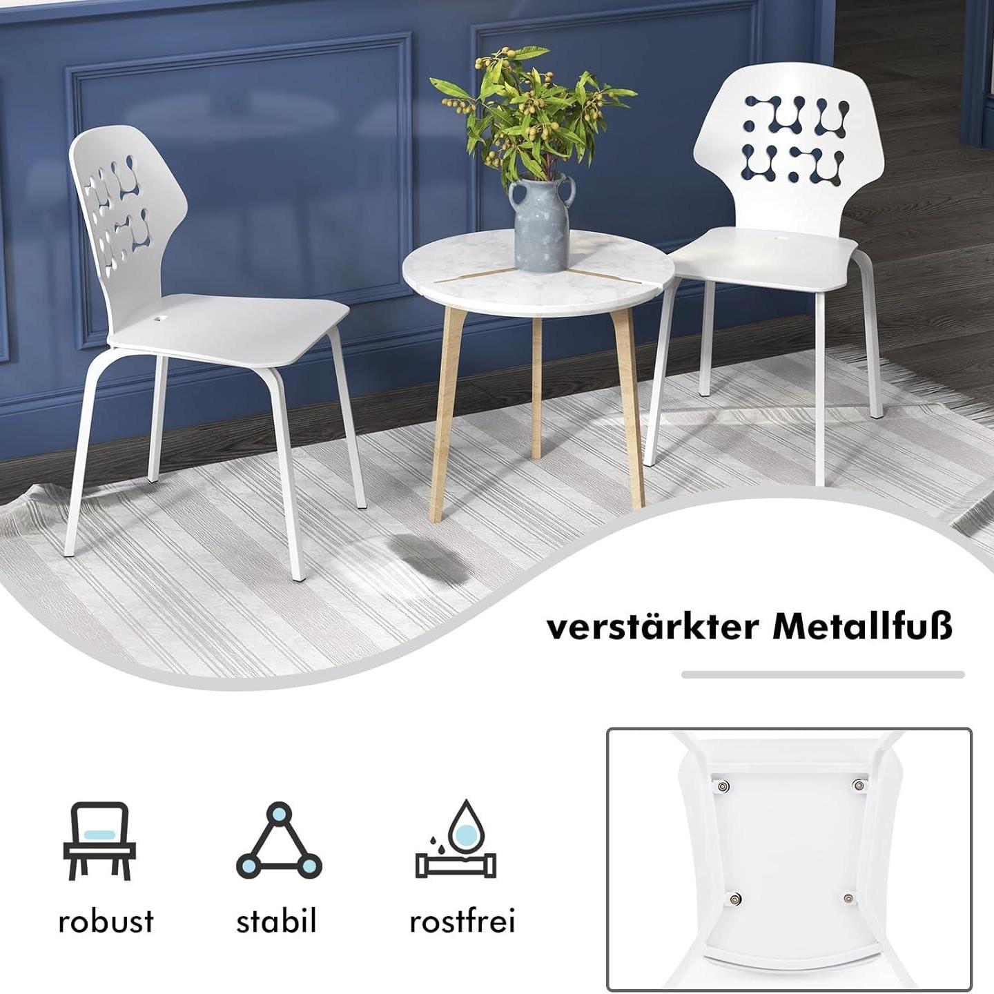 Eetkamerstoelen – Keukenstoelen – Stoelen Set – Design Stoelen – Witte Stoelen – Ergonomisch Comfort – Stevig Metalen Frame