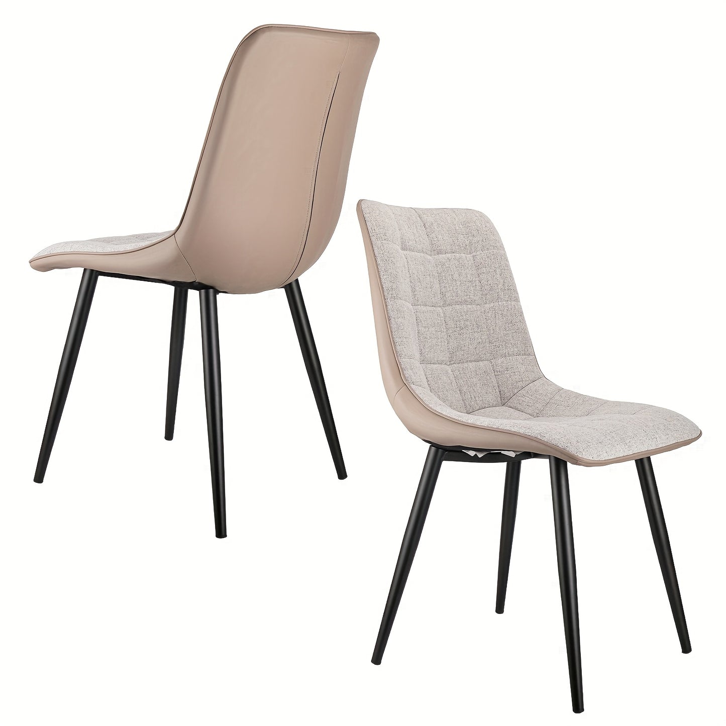 Gestoffeerde Stoelen – Eetkamer Stoelen – Lounge Stoelen – Bureaustoelen – Zithoeken Stoelen – Set Van 2 Beige – Metalen Frame – Comfortabel En Onderhoudsvriendelijk