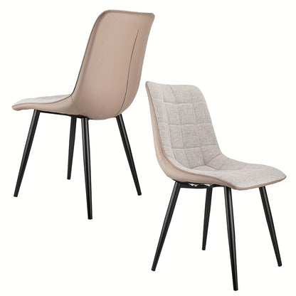 Eetkamerstoel – Stoel – Kuipstoel – Lounge stoel – Design stoel – Metalen Frame – Linnen Bekleding – Set van 2 – Beige – Onderhoudsvriendelijk