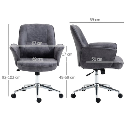 Bureaustoel – Office Chair – Draaistoel – Kantoorstoel – Bureau Stoel – Ergonomisch Design – Verstelbare Hoogte – Kantelfunctie – Microvezel – Maximaal 120 kg – Lichtgrijs – 67x69x92-102 cm