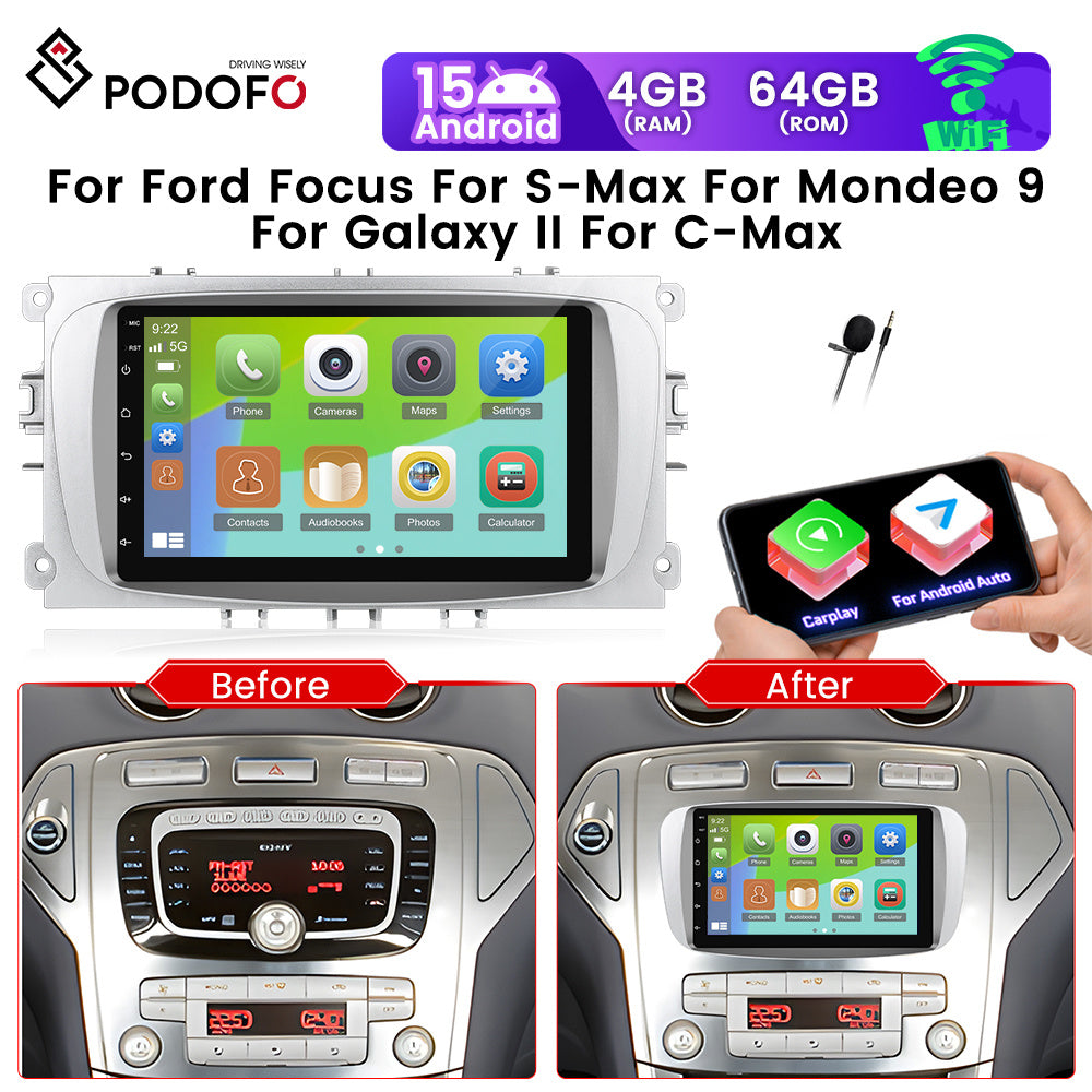 Android 15 Autoradio – Multimedia Systeem – Navigatie Radio – Touchscreen Radio – Draadloos CarPlay – 7 Inch HD Scherm – 4G Internet & Bluetooth 5.0