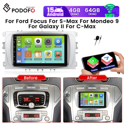 Android 15 Autoradio – Multimedia Systeem – Navigatie Radio – Touchscreen Radio – Draadloos CarPlay – 7 Inch HD Scherm – 4G Internet & Bluetooth 5.0