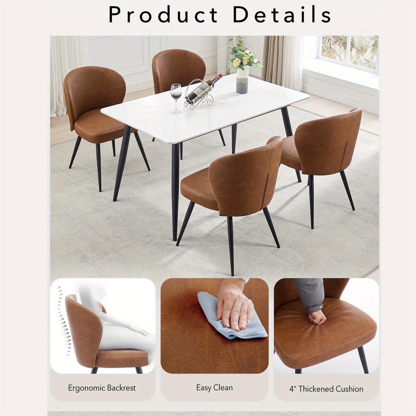 Eetkamerstoelen – Stoelen – Zitkamerstoelen – Keukenstoelen – Design Stoelen – Set Van 2 – Memory Foam Zitting – Kunstleren Bekleding