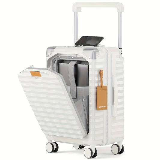 Koffer – Handbagage – Reiskoffer – Trolley – Spinner – 20 Inch – Lichtgewicht ABS – Front Opening Met Combinatieslot – Wit