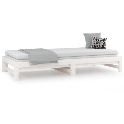 Bedbank – Slaapbank – Uitschuifbed – Logeerbed – Sofa Bed – Ruimtebesparend Design – Eenvoudige Montage – Wit – 90x200 cm – Traditioneel Stijlvol – Duurzame Ondersteuning
