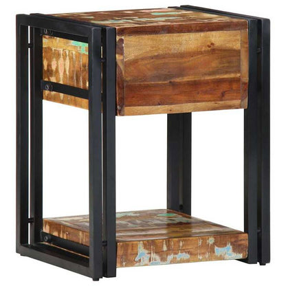 2pcs Modern Farmhouse Bedside Table with Storage - Sturdy Recycled Solid Wood Nightstand, 40x35x50cm, & Brown Distressed Finish, Space-Saving Design for Bedroom