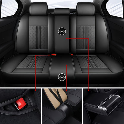 Autostoelhoes – Stoelhoes Auto – Autostoelbeschermer – Stoelhoes Universeel – Autostoelhoes Set 5 Zits – Waterafstotend Nappa Leer – Universele Pasvorm Voor- en Achterbank