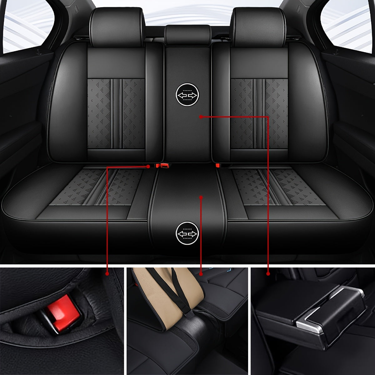 Autostoelhoezen – Autostoelhoezen – Stoelhoezen – Seat Covers – Stoelbekleding – Universele Pasvorm – Waterdicht Nappa Leer – Complete Set 5 Stoelen