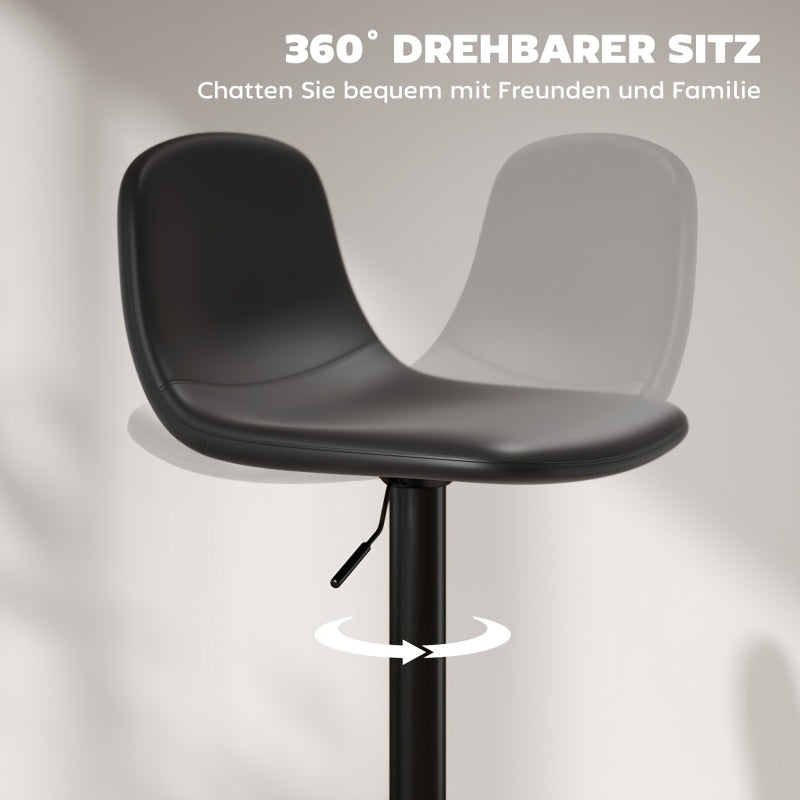 Barkruk – Barstoel – Keukenkruk – Barkruk Set – Zwarte Barkrukken – Verstelbare Hoogte – 360 Graden Draaibare Zitting