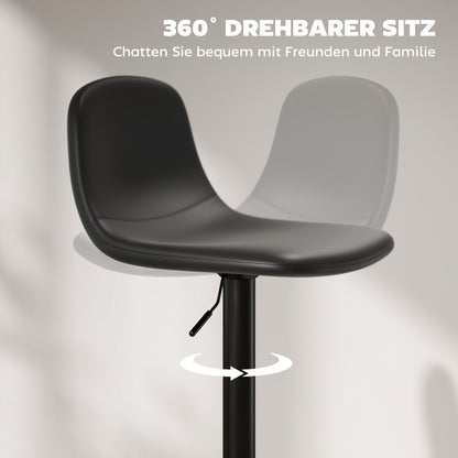 Barkruk – Barstoel – Keukenkruk – Barkruk Set – Zwarte Barkrukken – Verstelbare Hoogte – 360 Graden Draaibare Zitting