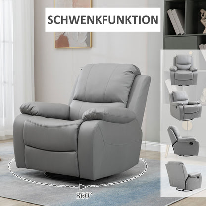 Relaxfauteuil – Relaxstoel – Zitzetel – Tv-stoel – Fauteuil Grijs – Verstelbare Rugleuning – Draaibare Voetensteun