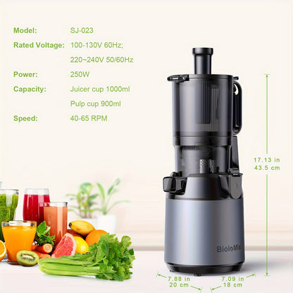 Slowjuicer – Juicer – Sapcentrifuge – Groentenpers – Fruitpers – Brede 130mm Invoer – Hoog Saprendement