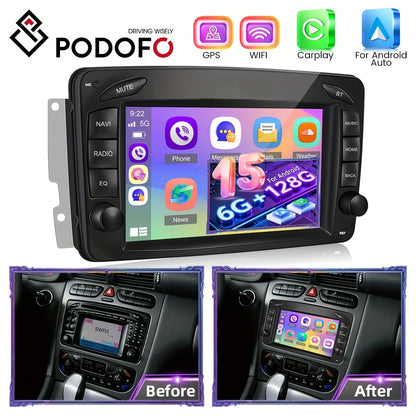 Android Autoradio – Multimedia Headunit – Auto Radio – Inbouw Radio – 7 Inch Touchscreen – Android 15 OS – 8-Core CPU – 6GB RAM + 128GB Opslag – Wireless CarPlay & Android Auto – GPS Navigatie