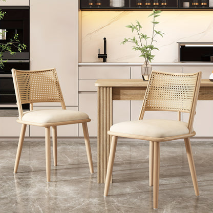 Eetkamerstoelen – Bistro Stoelen – Tafelsstoelen – Kamerstoelen – Design Stoelen – Set Van 2 – Handgeweven Rattan Rugleuning – Duurzame Comfortabele Zitting