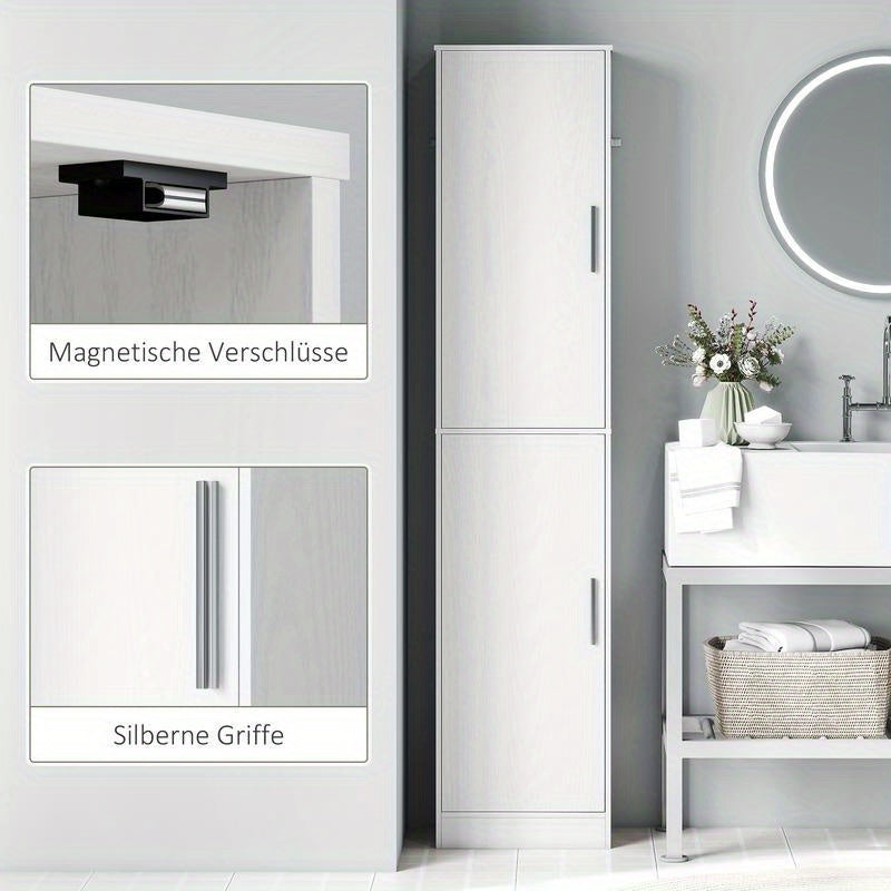 Badkamerkast – Badmeubel – Opbergkast – Kolomkast – Wastafelonderkast – 180 cm Hoog – MDF Vochtbestendig Met Verstelbare Planken