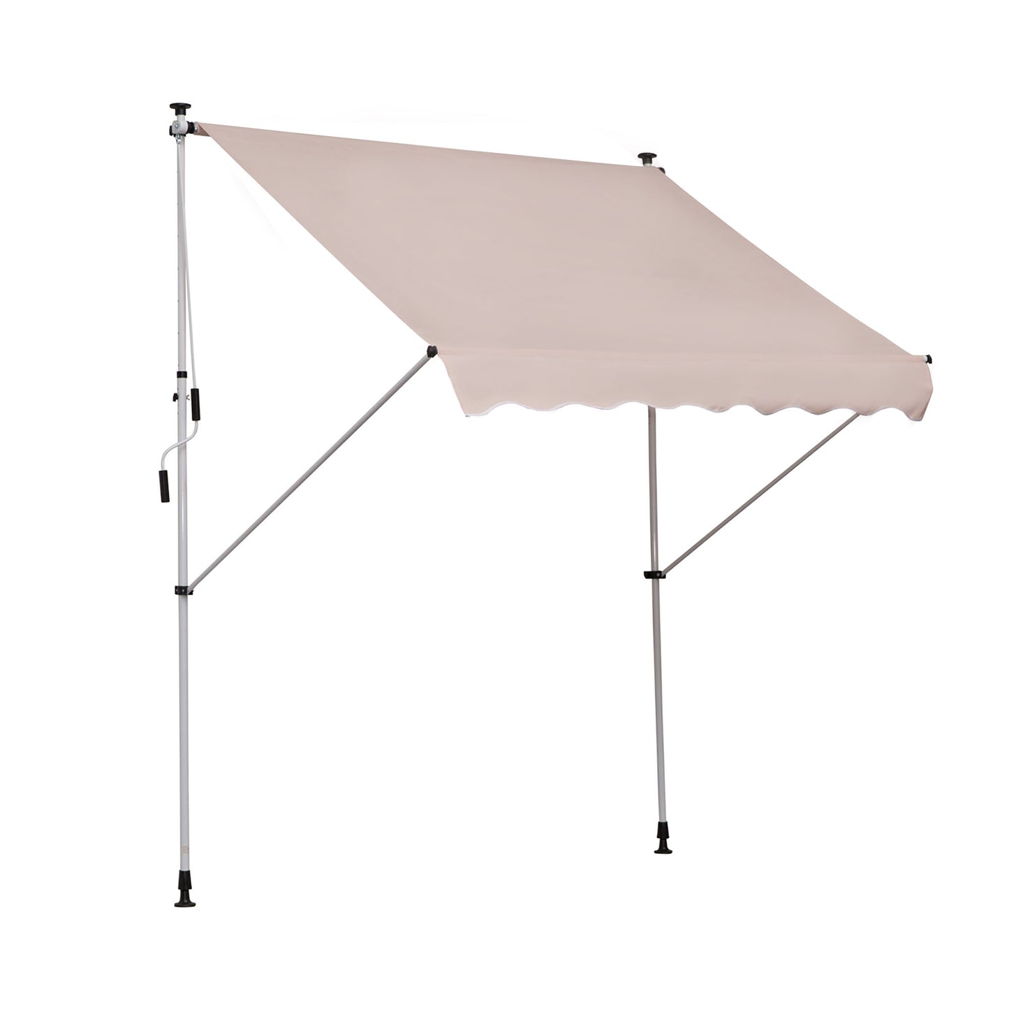Balkonluifel – Zonnescherm – Klemluifel – Zonwering – Uittrekbare Luifel – Verstelbare Hoogte – UV-Bestendig Polyester – Aluminium Frame – Beige