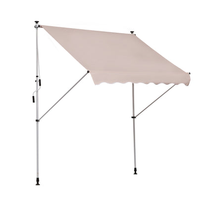 Balkonluifel – Zonnescherm – Klemluifel – Zonwering – Uittrekbare Luifel – Verstelbare Hoogte – UV-Bestendig Polyester – Aluminium Frame – Beige