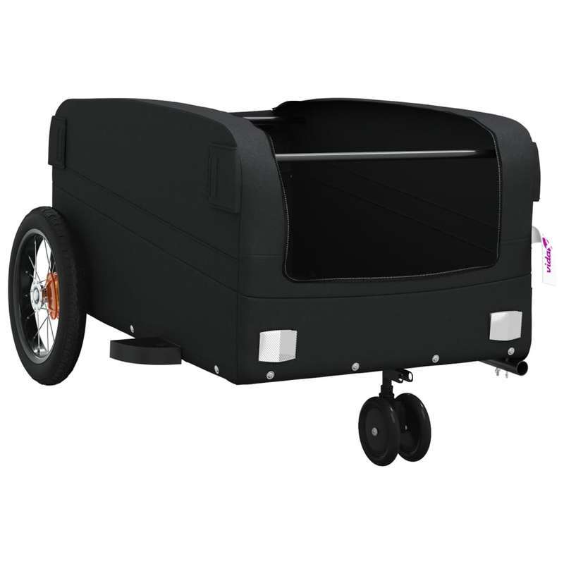 Fietskar – Fietstrailer – Bakfiets – Kinderkar – Bagagetrailer – Zwart – Stalen Frame – Max. 30 kg Laadvermogen