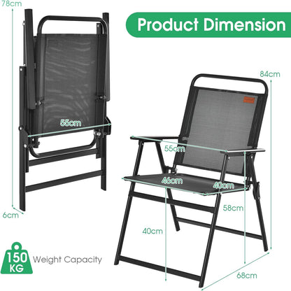 Opvouwbare Stoelen Buiten – Klapstoelen – Tuinstoelen – Campingstoelen – Picknickstoelen – Set Van 4 – Stevig Stalen Frame – Ademend Teslin Stof