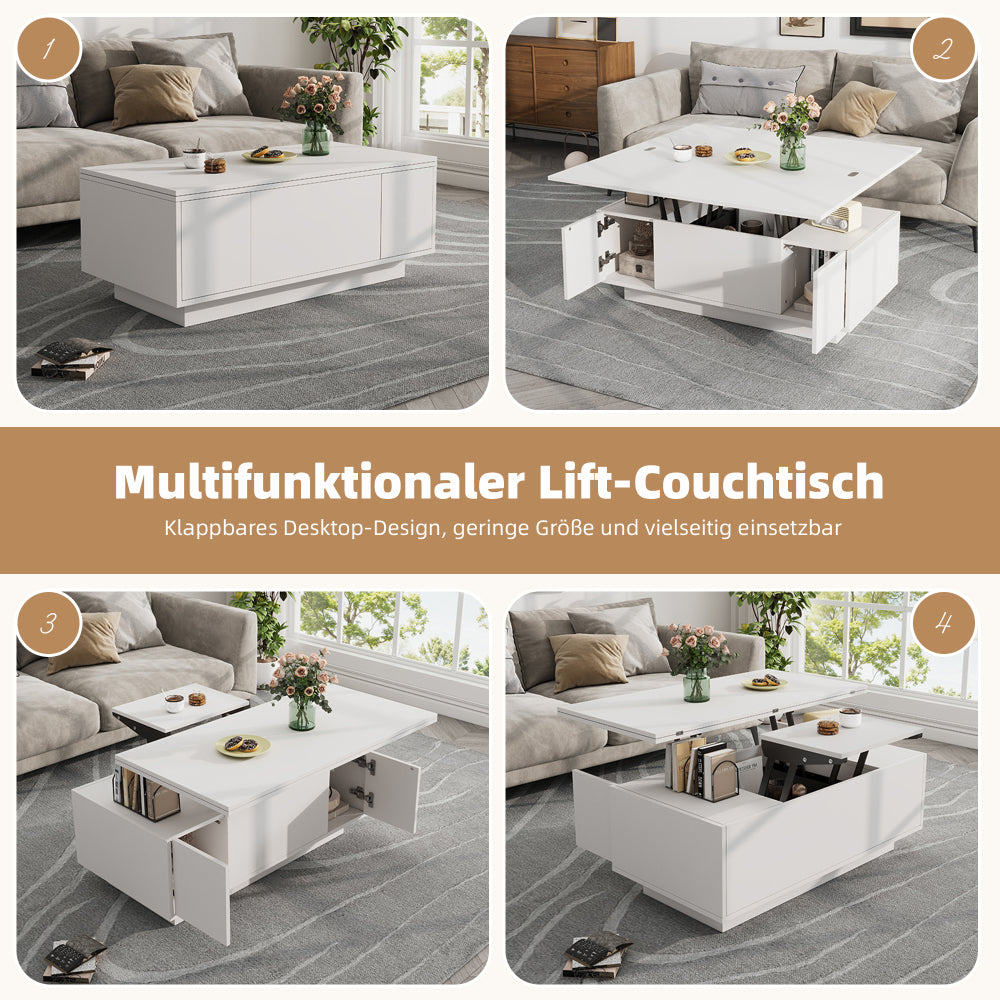 Salontafel – Koffietafel – Bijzettafel – Woonkamertafel – Tafel – Verstelbare Hoogte – Verborgen Opbergruimte – Metaal Frame – Max 50 kg Draagvermogen