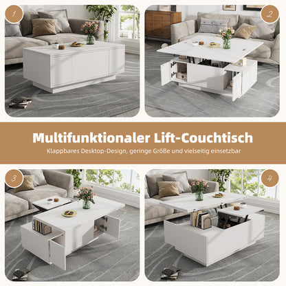 Salontafel – Koffietafel – Bijzettafel – Woonkamertafel – Tafel – Verstelbare Hoogte – Verborgen Opbergruimte – Metaal Frame – Max 50 kg Draagvermogen
