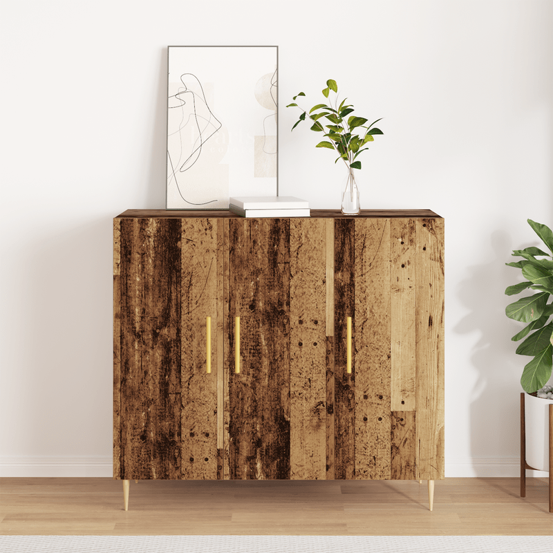 Sideboard in Oud Wood, 90x34x80cm, Made van Gerecycled Wood Practical and removable