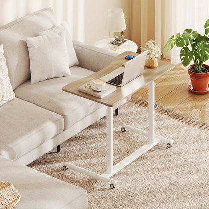Zit Sta Bureau – Mobiel Werkplek Bureau – Laptoptafel – Verstelbaar Bureau – Verrijdbaar Bureau – Verstelbare Hoogte – Rustiek MDF Houten Tafelblad