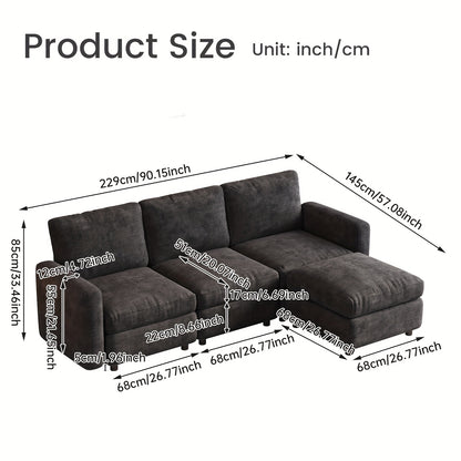 Modulaire Bank – Hoekbank – Zitzetel – Slaapbank – Chaise Longue – Grijs – Opbergruimte – Verstelbare Opstelling – Comfortabele Grote Zitplaats – Eenvoudige Montage