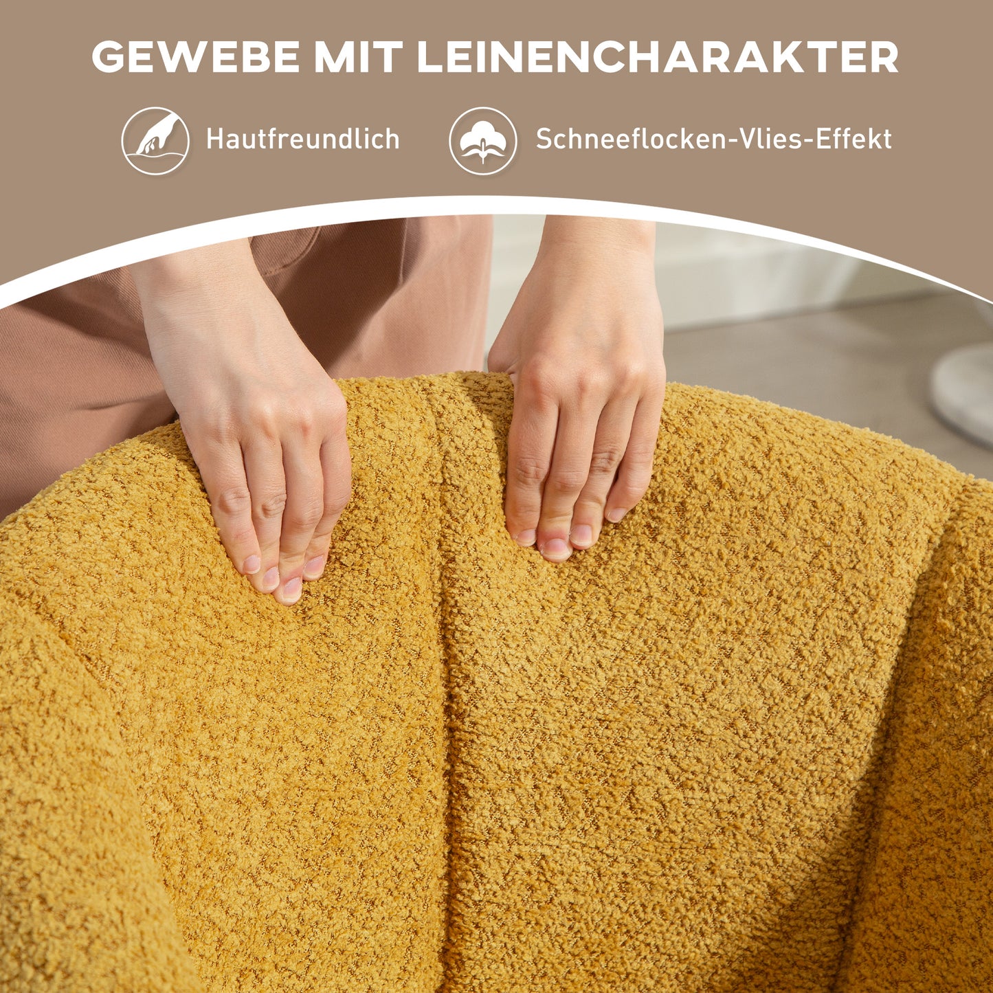 Draaifauteuil – Fauteuil – Lounge Stoel – Zithoekstoel – Kunstlederen Stoel – Gele Bekleding – Draaibaar 360 Graden – Ergonomische Zitschaal