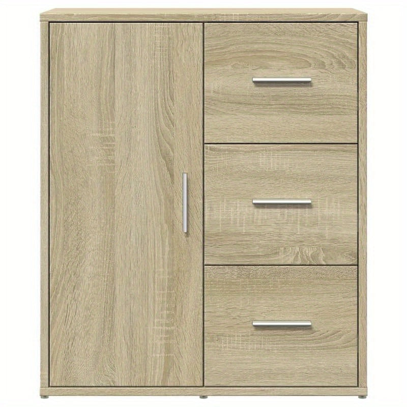 Opbergkast – Nachtkastje – Bijzetkast – Ladekast – Sideboard – Sonoma Oak – 3 Lades & 2 Planken – Metaal Frame – Compact 60x31x70 cm – Vrijstaand