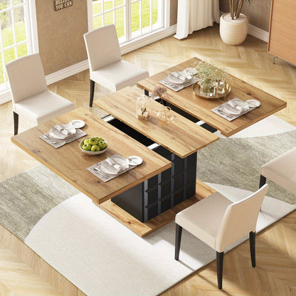 Uitbreidbare Eettafel – Uitschuifbare Tafel – Eetkamertafel – Keukentafel – Tafel Voor 4-6 Personen – MDF Metalen Onderstel – Compact Plaid Design – 110-140 x 80 cm