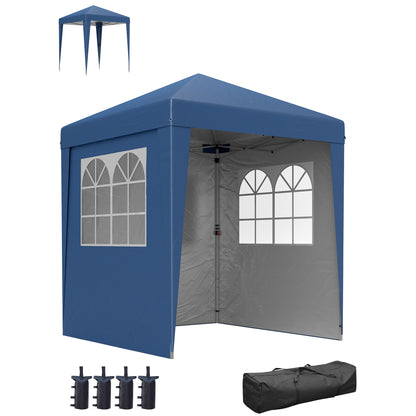 Partytent – Tuinpaviljoen – Overkapping – Pop-up Tent – Schaduwdoek – Blauw – UV30+ Bescherming – Verstelbare Hoogte 202x202 cm