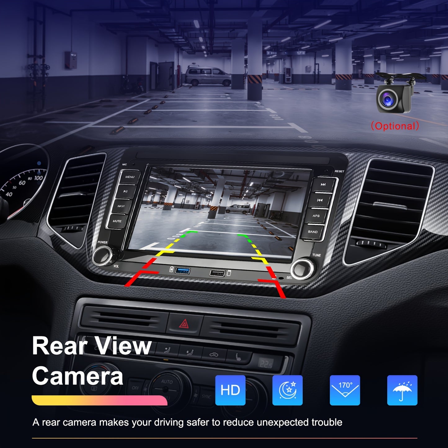Android 15 Autoradio – Car Stereo – Multimedia Speler – Double Din Radio – Dashboard Unit – 7 Inch HD Scherm – Draadloze CarPlay & Android Auto – Inclusief Achteruitrijcamera & Microfoon