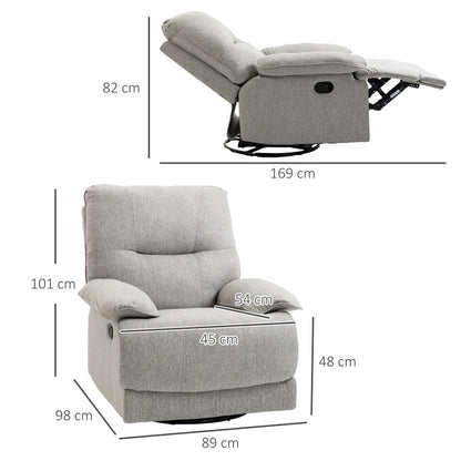 Relaxfauteuil – Relaxstoel – TV Stoel – Draaifauteuil – Ligstoel – Kantelbare Rugleuning – 360° Draaibaar – Uitklapbare Voetensteun – Veersysteem Met Comfortabele Zitting