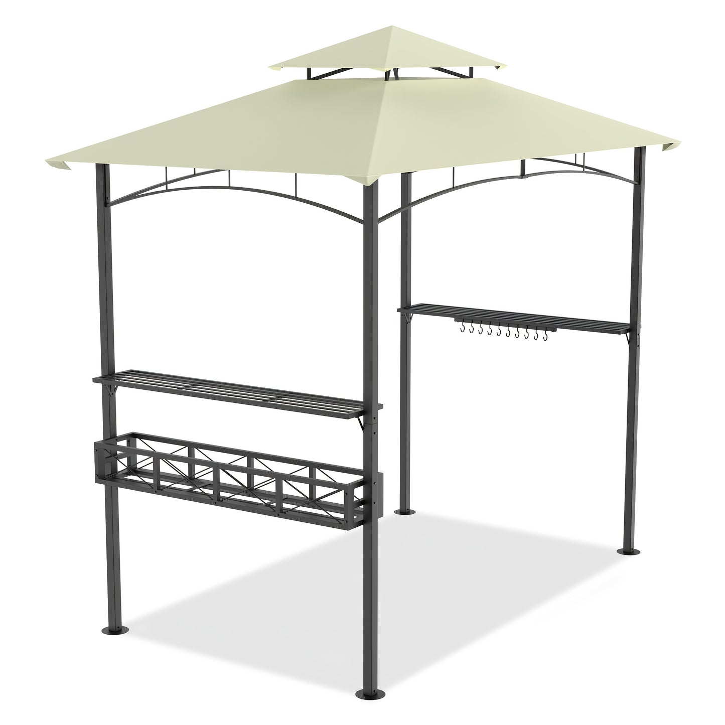 BBQ Overkapping – BBQ Paviljoen – Terrasoverkapping – Barbecue Tent – Tuinpaviljoen – Ruim Ontwerp – UV-bestendig Polyester – Stevig Metalen Frame – Zijplanken & Onderkast