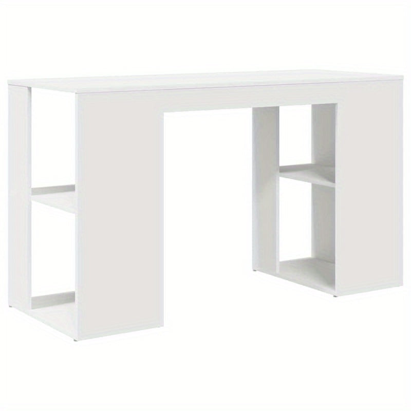 Bureau – Werktafel – Werkplek – Schrijftafel – Compact Bureau – Wit – MDF & Hardhout – Ruime Opbergruimte – 130 x 50,5 x 75 cm