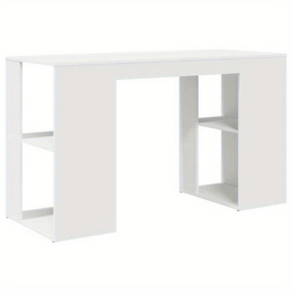 Bureau – Werktafel – Werkplek – Schrijftafel – Compact Bureau – Wit – MDF & Hardhout – Ruime Opbergruimte – 130 x 50,5 x 75 cm