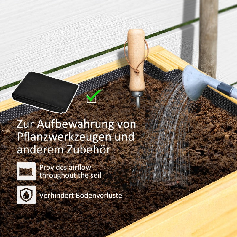 Verhoogde Plantenbak – Bloembak – Tuinbak – Plantenbak Met Opbergruimte – Balkonbak – Natuurlijk Hout – Extra Opbergrek – Waterafvoer Gaten – Duurzaam Vurenhout 100x30x70 cm
