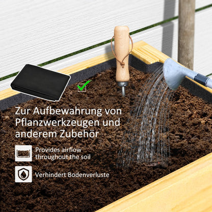 Verhoogde Plantenbak – Bloembak – Tuinbak – Plantenbak Met Opbergruimte – Balkonbak – Natuurlijk Hout – Extra Opbergrek – Waterafvoer Gaten – Duurzaam Vurenhout 100x30x70 cm