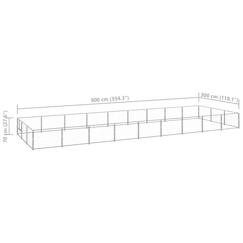 Hondenren – Hondenomheining – Huisdierenren – Hek – Buitenren – Silvery – 27m² Oppervlakte – Stevig Heavy-Duty Stalen Frame