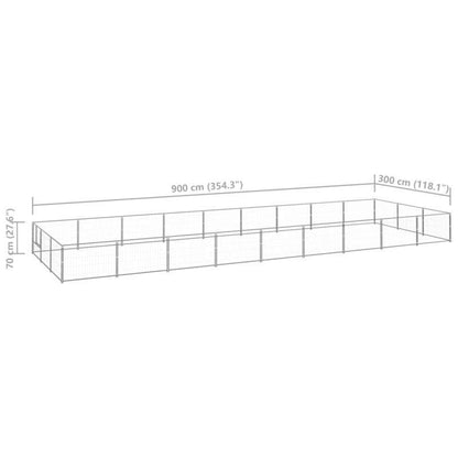 Hondenren – Hondenomheining – Huisdierenren – Hek – Buitenren – Silvery – 27m² Oppervlakte – Stevig Heavy-Duty Stalen Frame