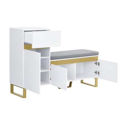 Large-capacity Entryway Shoe Cabinet | Multi-tier Storage Cabinet, Modern Minimalist Design, Home Storage with Drawers and Doors, Metal Material