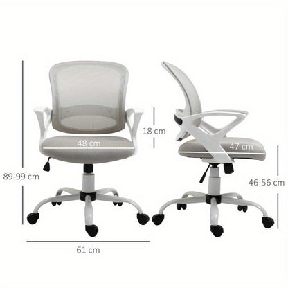 Ergonomic Mesh Office Chair with Adjustable Swivel & Height - Breathable Linen-Look Fabric, 360° Swivel, 5-Point Lumbar Support, 5-Level Airflow Perforated Backrest, 5-Point Ergonomic Design for Home & Work, Gray, Office Cha