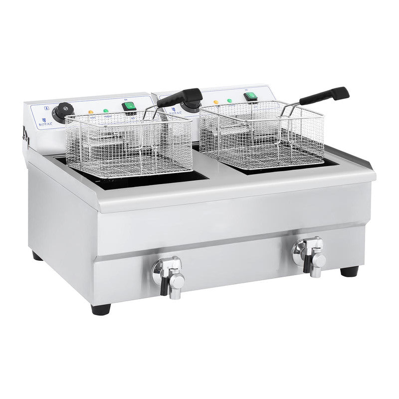 Double-Chamber Gastronomic Fryer with Taps 230V 2X16L - QUORE