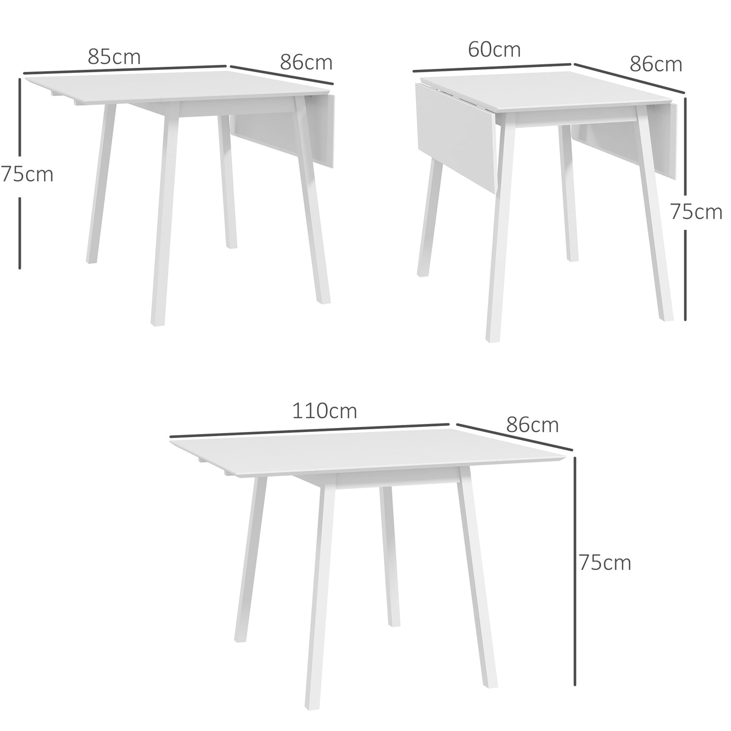 Klaptafel – Eettafel – Opklapbare Tafel – Keukentafel – Vouwtafel – Compact Design – Massief Grenenhout Wit