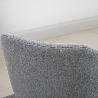 HOMCOM Set of 2 Dining Chairs Scandinavian Design - Tapered Legs Beech Wood - Seat Backrest Armrests Ergonomic Linen Grey