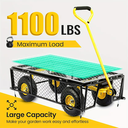 Tuinkar – Tuinwagen – Bolderkar – Transportkar – Kiepkar – 498,95 kg Draagvermogen – 240° Draaibare Handgreep – 25,4 cm Luchtbanden – Afneembare Zijpanelen