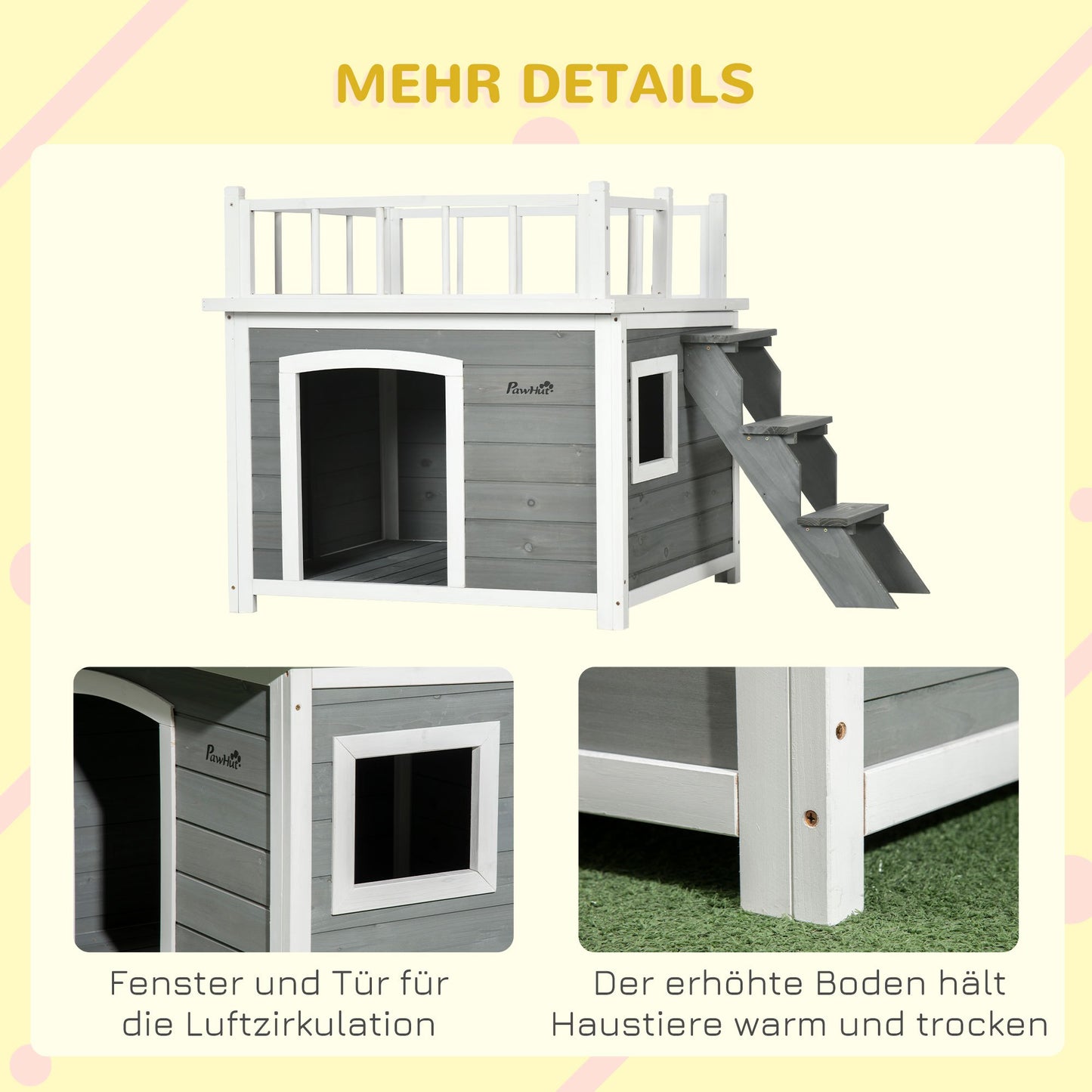 2-delige Zitgroep – Opvouwbare Eettafel – Inklapbare Stoelen – Balkonset – Compacte Tuinset – Wit Met Natuurlijke Houttinten – Ruimtebesparend – Stevige Afmetingen 110x70x75 cm