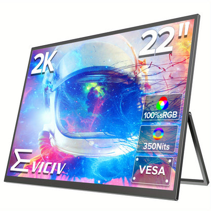 Portable Monitor – Draagbaar Scherm – Laptop Scherm Uitbreider – Extra Beeldscherm – Mobiel Display – 22 Inch 2K QHD – IPS HDR Paneel met VESA & 180° Verstelbare Standaard