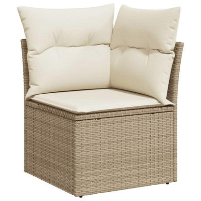 7-delige loungeset – tuinmeubelen – loungesofa – buitenmeubelen – zithoek – Beige kleur – Weerbestendig poly rattan – Afneembare wasbare kussens